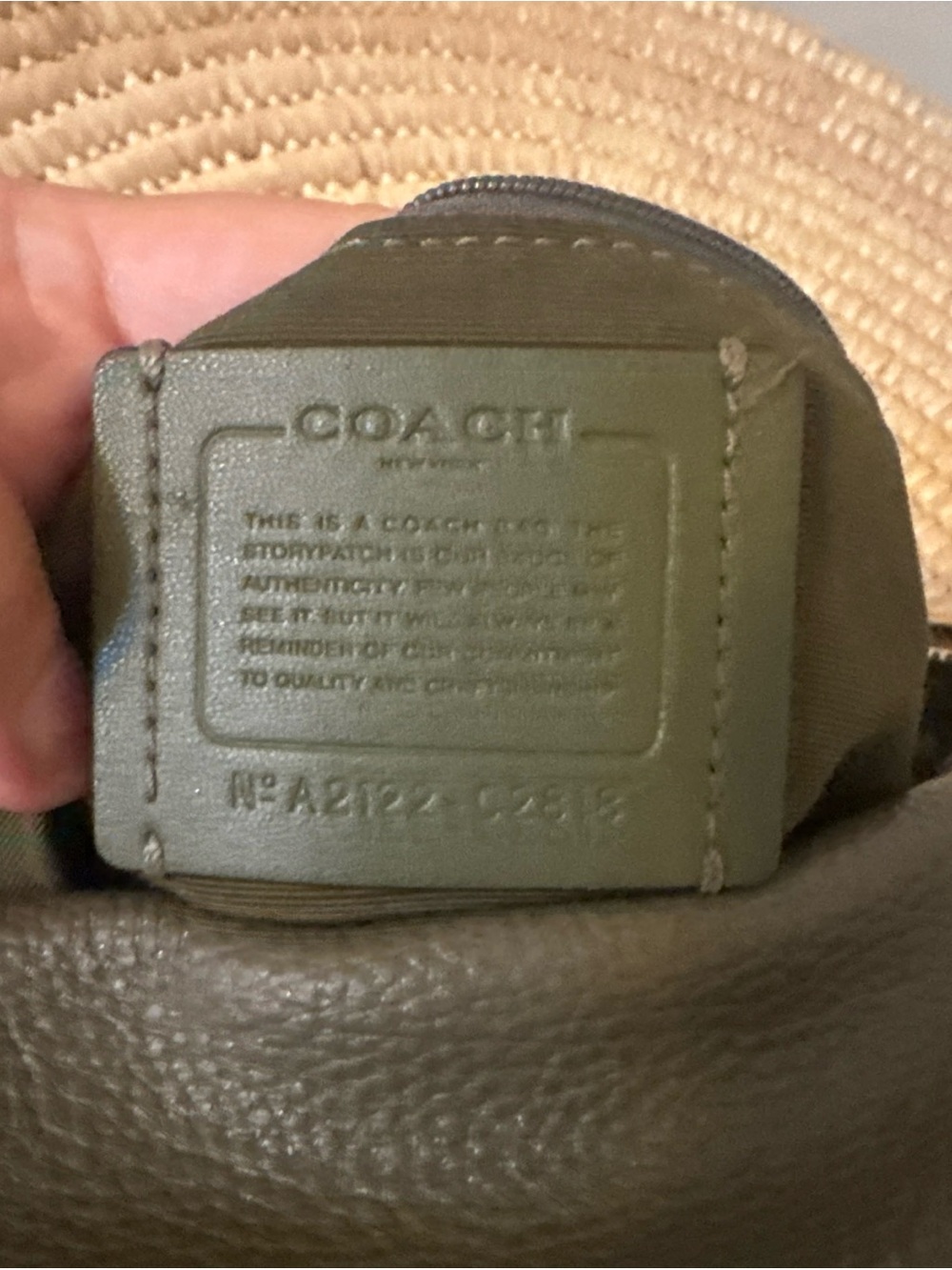 Coach Olive Green Pebbled Leather Crossbody with Gold Logo - Picture 8 of 11